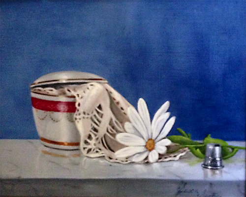 Silver Bowl with Grapes